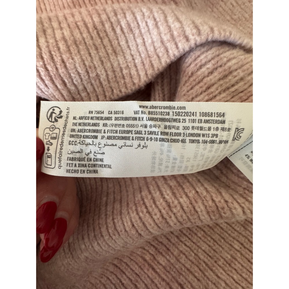 Abercrombie & Fitch Womens Mock Neck Ribbed Sweater Soft Mauve XS Relaxed - Picture 5 of 11